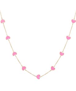 OUF! By Sara Love Pink Hearts 14k Gold Necklace