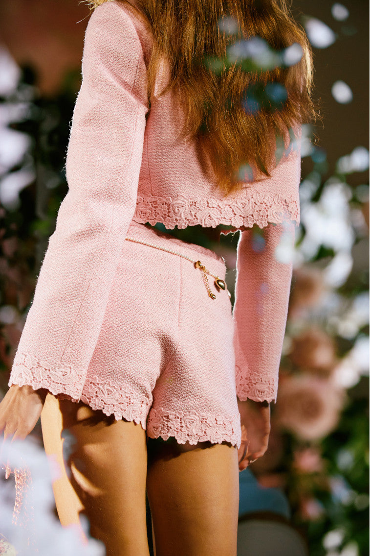 Coralyn Tweed Lace-Trimmed Shorts - Image 4