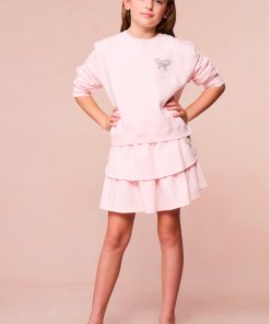 Girls Lumi Crystal Bow Fleece Pullover