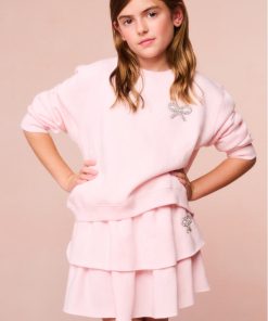 Girls Crystal Bow Fleece Ruffle Mini