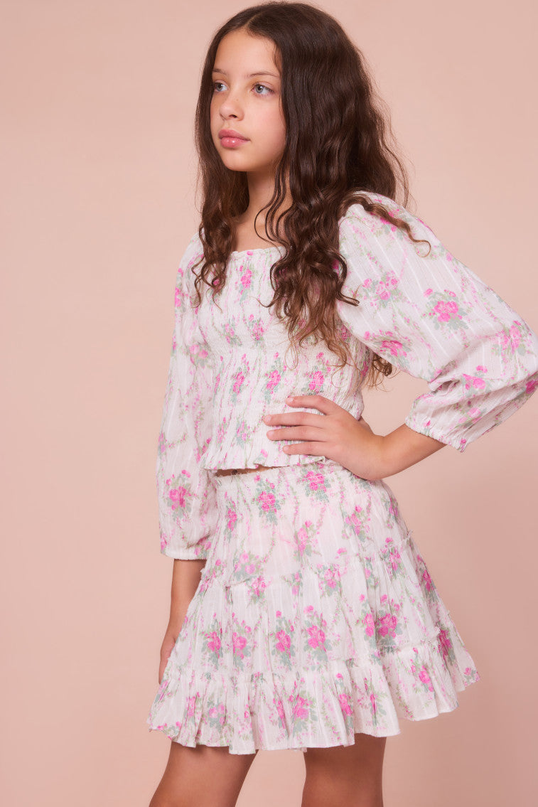 Girls Raf Cotton Floral Skirt - Image 3