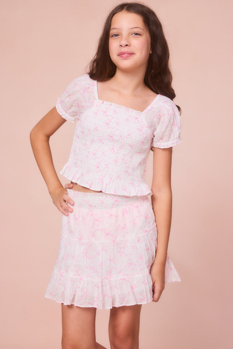 Girls Raf Bow Print Mini Skirt - Image 2