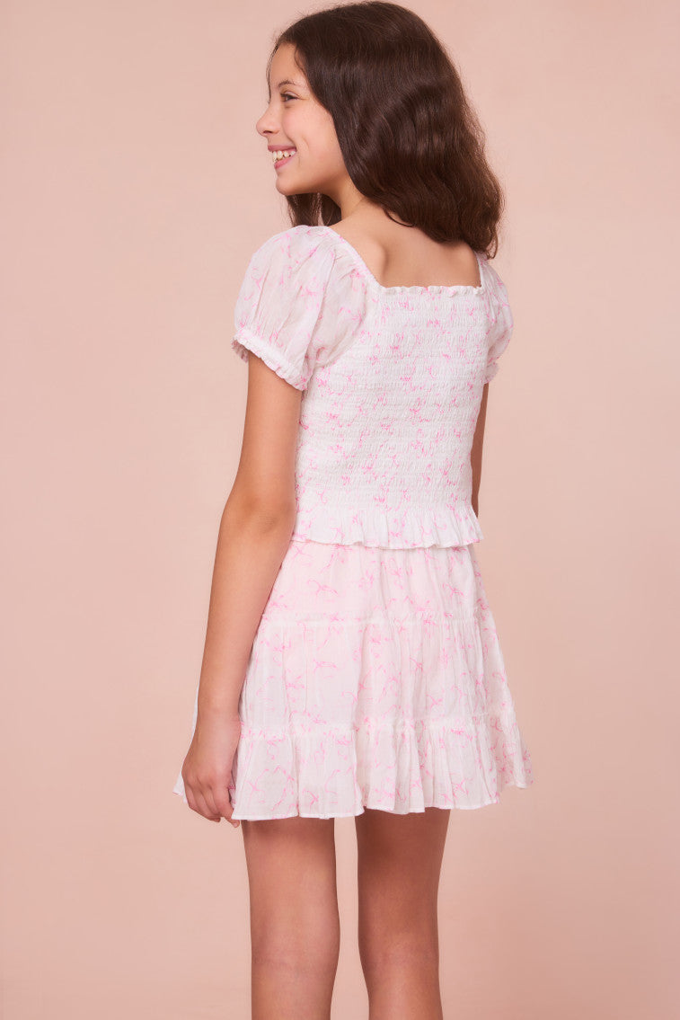Girls Raf Bow Print Mini Skirt - Image 5