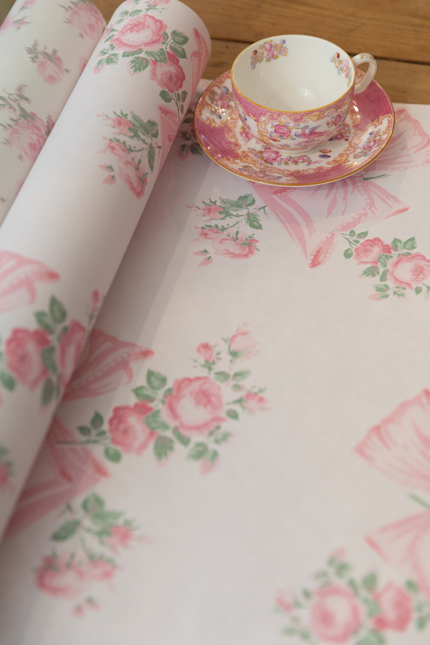 Rosa Beaux Pink Mint Standard Wallpaper - Image 4