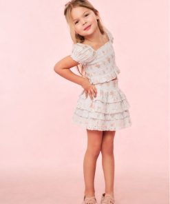 Girls Fabielle Blue Floral Top