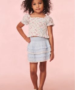Girls Billie Blue Cotton Mini Skirt
