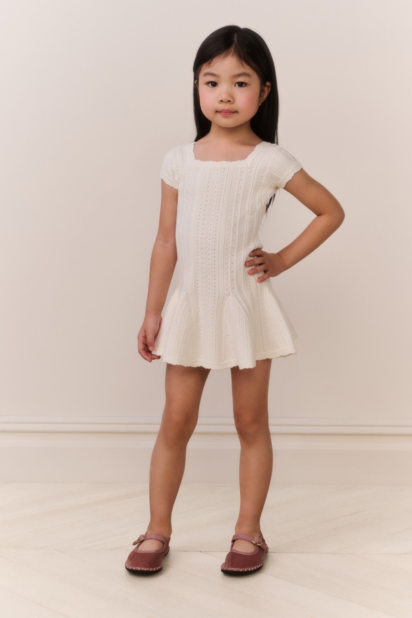 Little Girls Daffron Pointelle Dress - Image 3