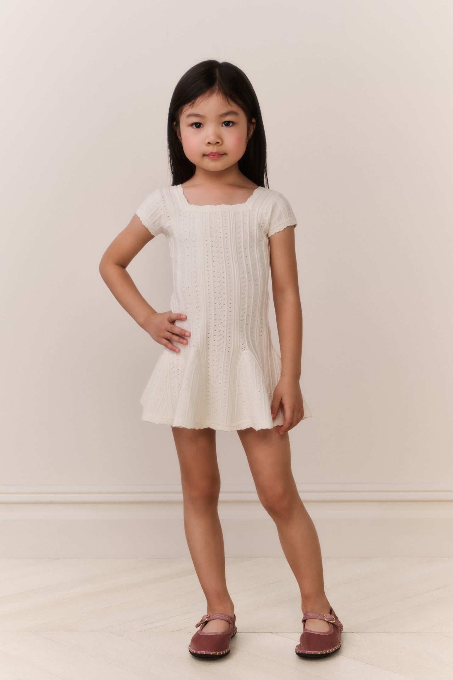 Little Girls Daffron Pointelle Dress - Image 4