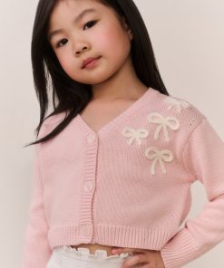 Little Girls Jayne Bow Embroidered Cardigan