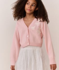 Tween Jayne Bow Embroidered Cardigan