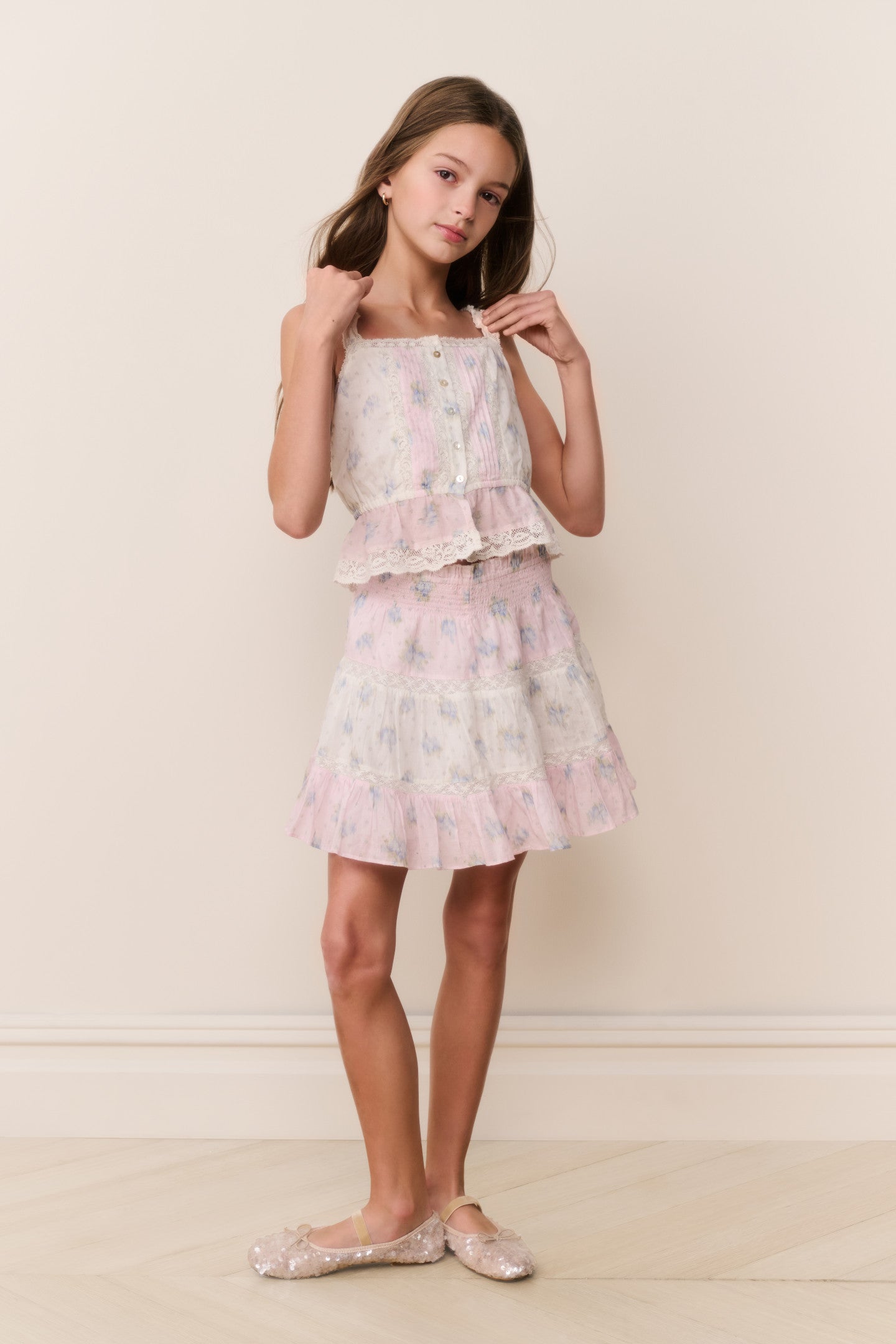 Tween Jessamine Mixed Print Top - Image 2