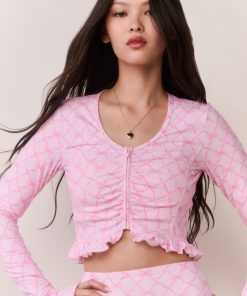 Medway Printed Zip-Up Active Top