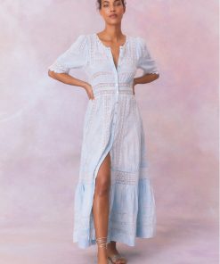 Minka Stripe Hand Dye Lace Maxi Dress
