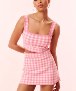 Muna Checkered Knit Mini Skirt
