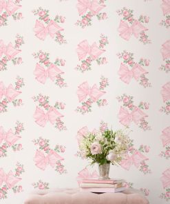 Rosa Beaux in Pink Mint Peel + Stick Wallpaper