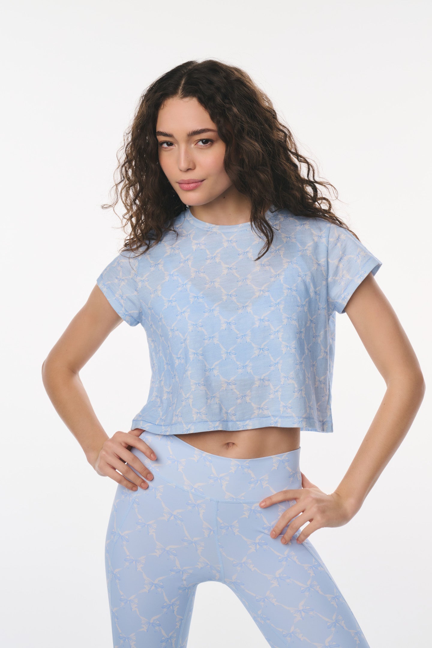 Rubin Bow Print Cropped Tee - Image 5