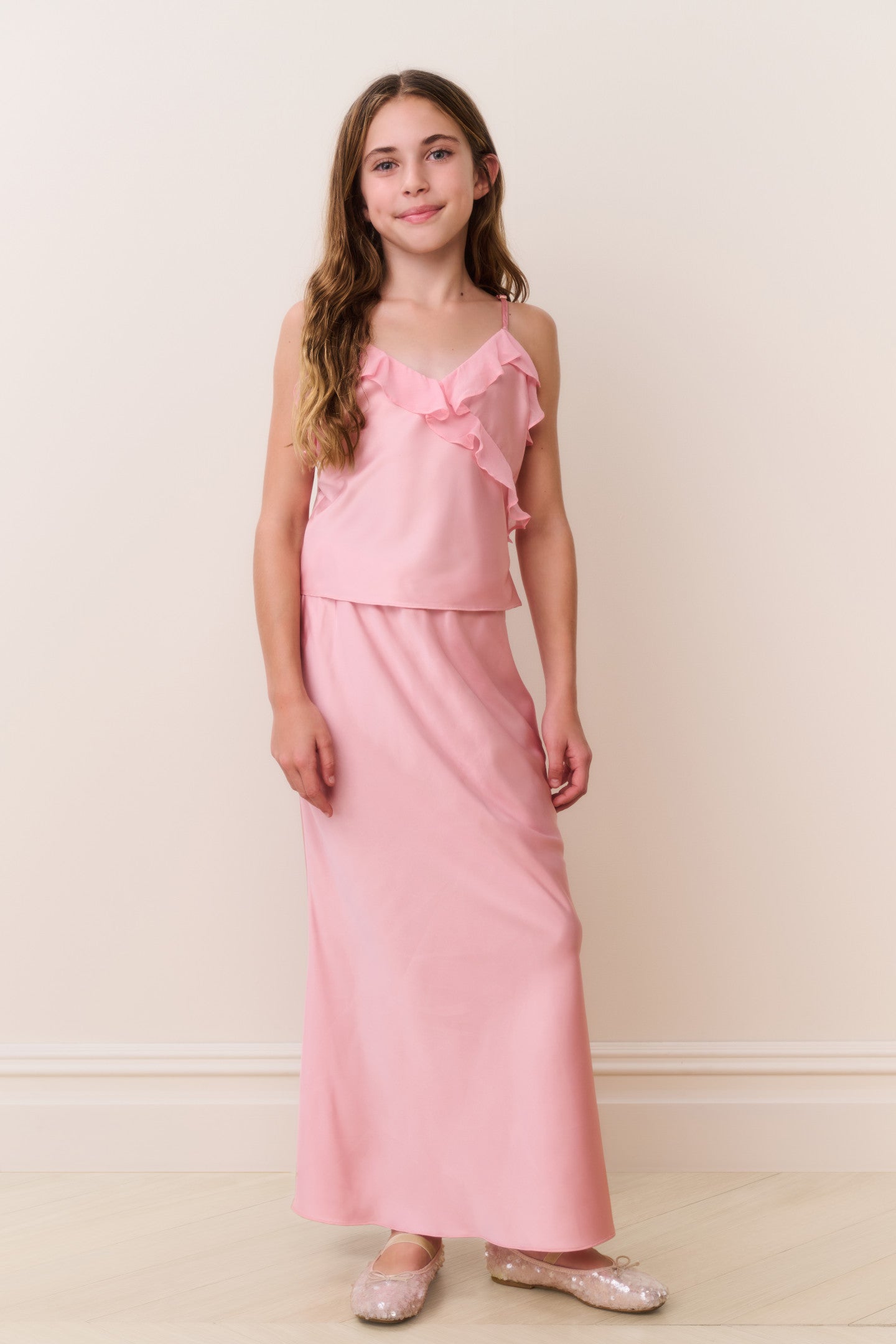 Tween Kalea Charmeuse Ruffle Top - Image 2