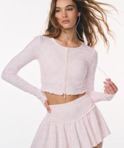 Laudie Bow Print Active Zip-Up